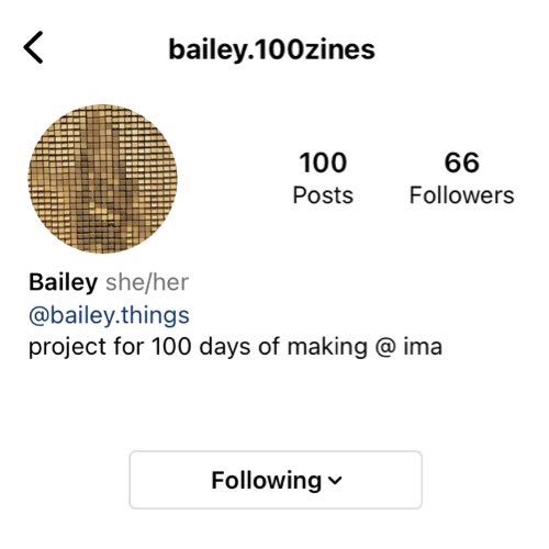 screenshot from 100 days of zines instagram page