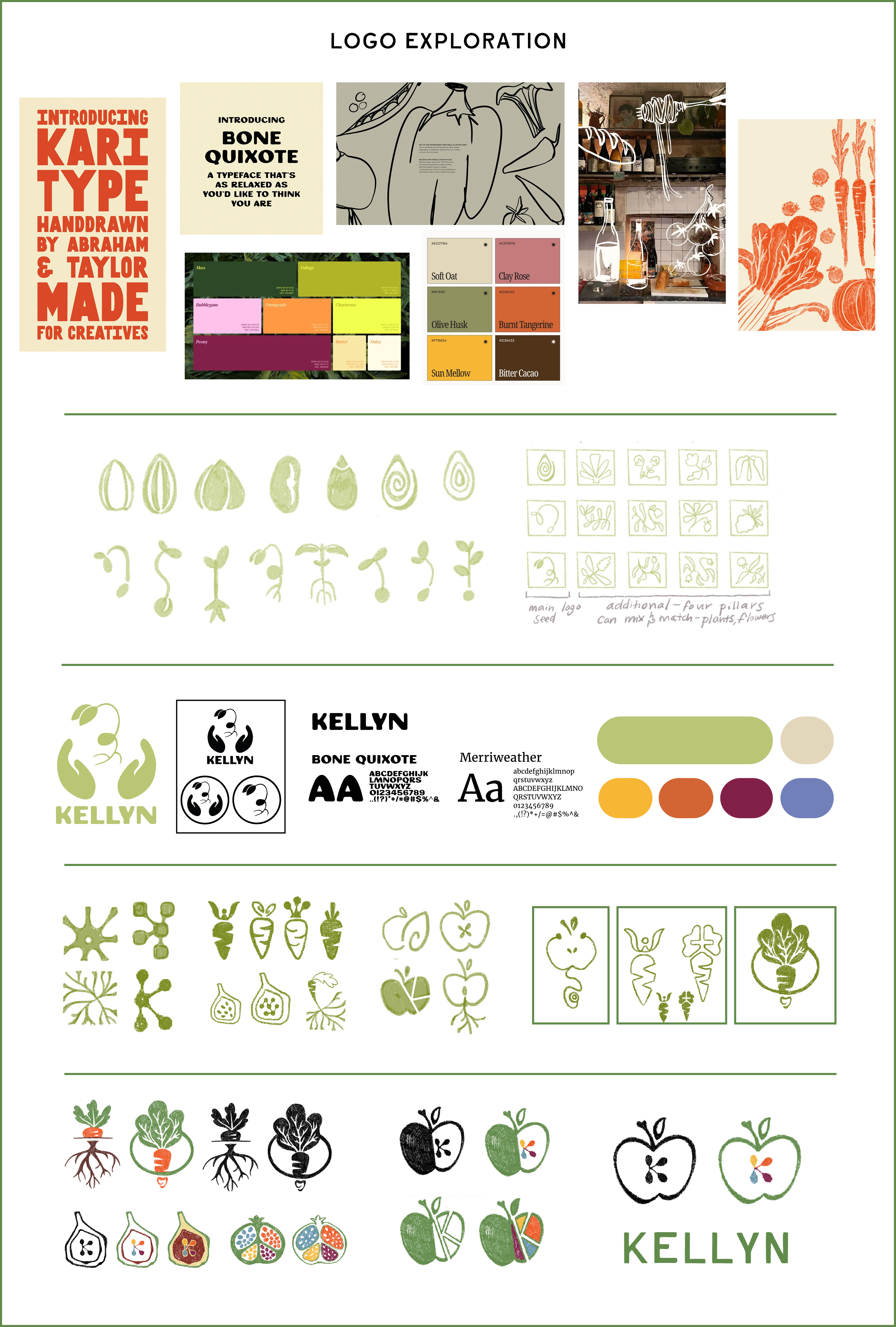 logo exploration process - moodboards, sketches, concepts