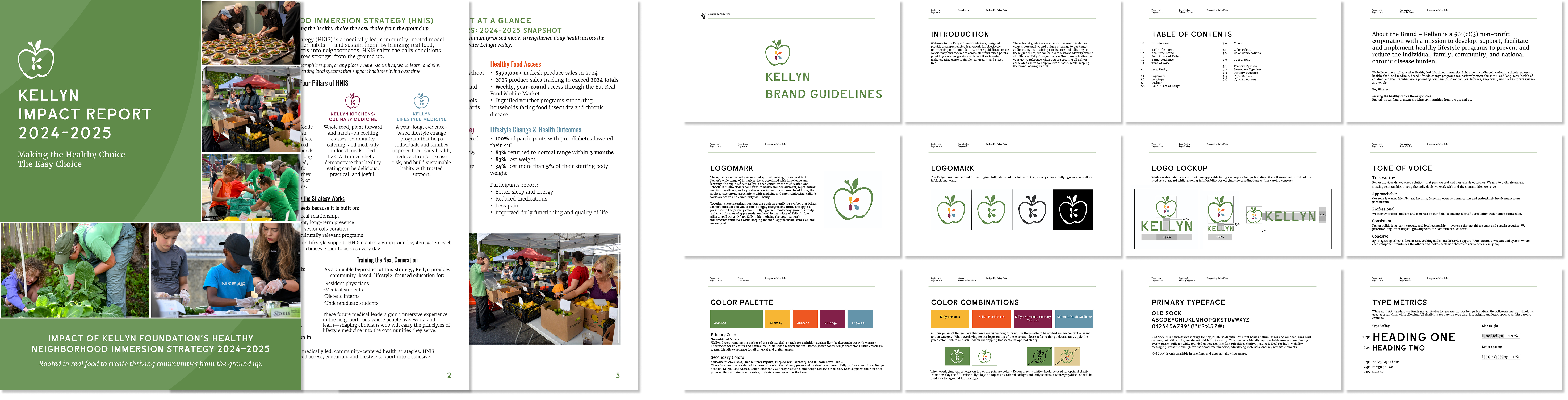 Kellyn mockups - impact report and branding guide